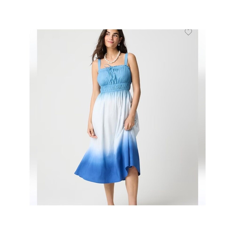 J. Crew Factory Women’s Ombre Midi Dress Blue & White with Pockets Small $128